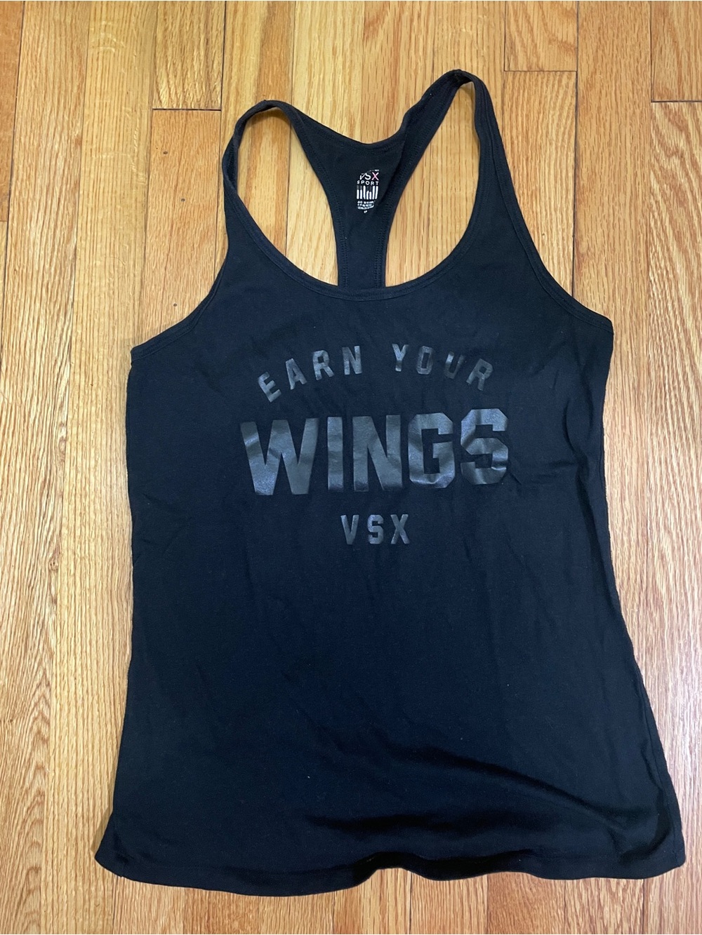 VSX Black Racerback Tank with 'Earn Your Wings' Print